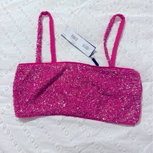Hot pink sequin crop top brand new